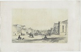 Artist: b'Thomas, Edmund.' | Title: b'Collins St.' | Date: 1853 | Technique: b'lithograph, printed in colour, from two stones (black image and light cream tint stone)'