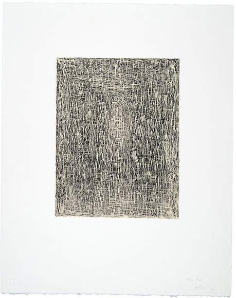 Artist: b'Mitelman, Allan.' | Title: b'not titled [black/grey]' | Date: 1992, 17 August-18 September | Technique: b'lithograph, printed in colour, from three plates' | Copyright: b'\xc2\xa9 Allan Mitelman'