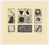 Artist: O'Reilly, Felipe. | Title: Outside- inside | Date: 1981 | Technique: linocut, printed in black ink, from one block