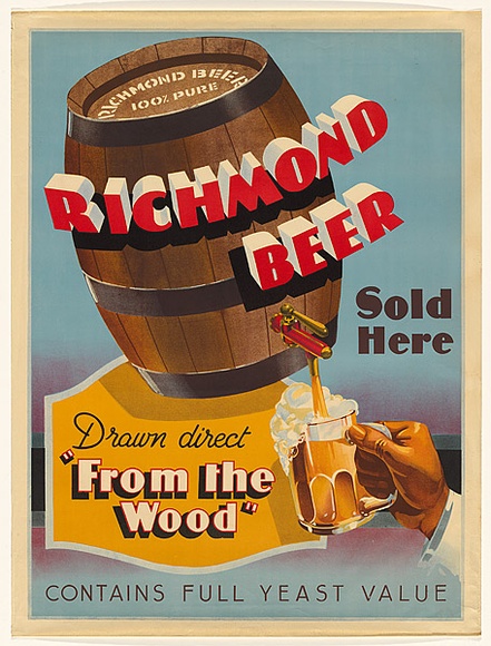 Artist: b'Wood., C. Dudley.' | Title: b'Richmond Beer' | Date: c.1939 | Technique: b'lithograph, printed in colour, from multiple stones'