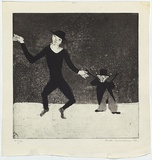 Artist: b'WILLIAMS, Fred' | Title: b'Dancing figures' | Date: 1954-55 | Technique: b'etching, aquatint, engraving, drypoint and mezzotint, printed in black ink, from one copper plate' | Copyright: b'\xc2\xa9 Fred Williams Estate'