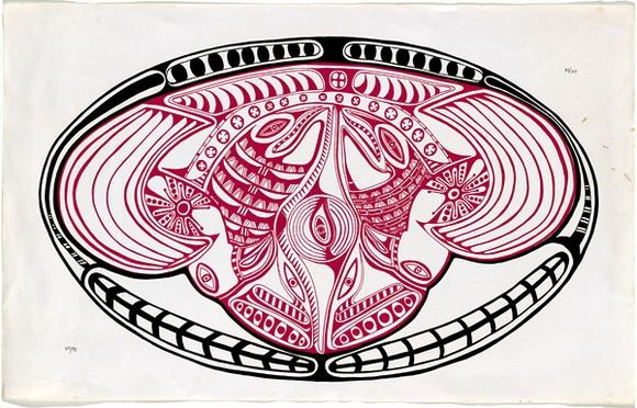 Artist: b'Lasisi, David.' | Title: b'not titled [birds and fish].' | Date: 1976 | Technique: b'screenprint, printed in colour, from two stencils'