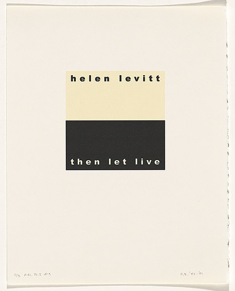 Artist: b'Burgess, Peter.' | Title: b'helen levitt: then let live.' | Date: 2001 | Technique: b'computer generated inkjet prints, printed in colour, from digital file'