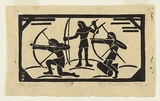 Artist: b'Blackburn, Vera.' | Title: b'The archers.' | Date: 1933 | Technique: b'linocut, printed in black ink, from one block' | Copyright: b'\xc2\xa9 Vera Blackburn'