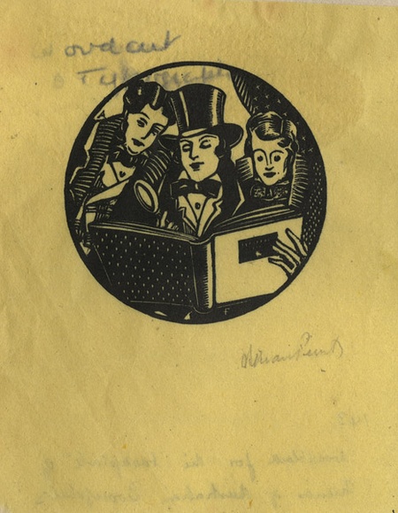Artist: b'FEINT, Adrian' | Title: b'Bookplate: Friends of Australian Bookplates.' | Date: (1934) | Technique: b'wood-engraving, printed in black ink, from one block' | Copyright: b'Courtesy the Estate of Adrian Feint'
