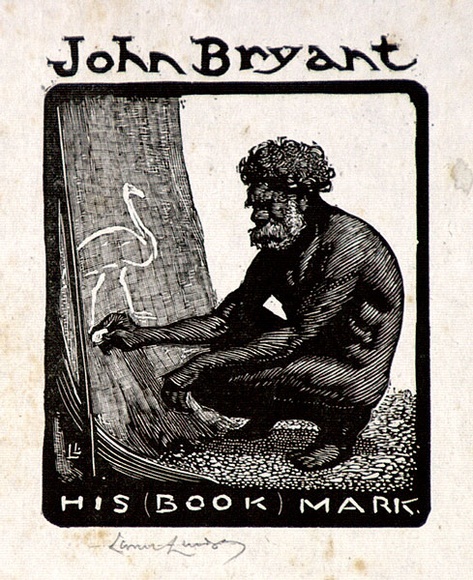 Artist: b'LINDSAY, Lionel' | Title: b'Book plate: John Bryant' | Date: 1925 | Technique: b'wood-engraving, printed in black ink, from one block' | Copyright: b'Courtesy of the National Library of Australia'