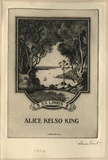Artist: FEINT, Adrian | Title: Bookplate: Alice Kelso King. | Date: 1924 | Technique: etching, printed in black ink with plate-tone, from one plate | Copyright: Courtesy the Estate of Adrian Feint