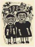 Artist: b'HANRAHAN, Barbara' | Title: b'Boy and girl' | Date: 1987 | Technique: b'linocut, printed in black ink, from one block'