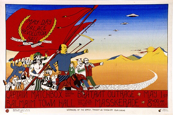 Artist: b'LITTLE, Colin' | Title: b'May-Day Palace Revolution Ball... Balmain Town Hall.' | Date: 1974 | Technique: b'screenprint, printed in colour, from multiple stencils'