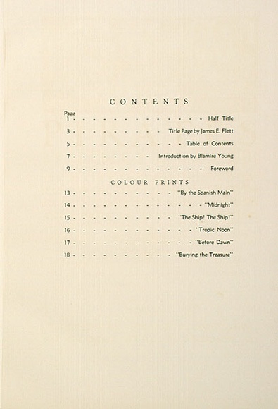 Artist: b'Flett, James.' | Title: b'Contents Page.' | Date: 1931 | Technique: b'letterpress'
