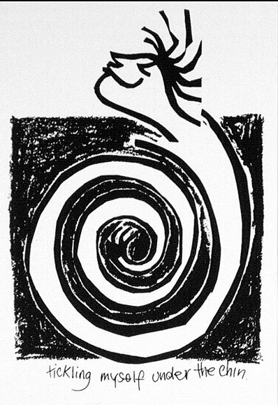 Artist: b'ACCESS 2' | Title: b'Postcard (no.4)' | Date: 1990 | Technique: b'screenprint, printed in black ink, from one stencil'