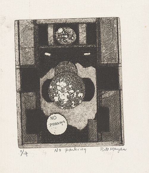 Artist: b'MEYER, Bill' | Title: b'No parking.' | Date: 1969 | Technique: b'etching, aquatint and drypoint, printed in black ink, from one copper plate' | Copyright: b'\xc2\xa9 Bill Meyer'