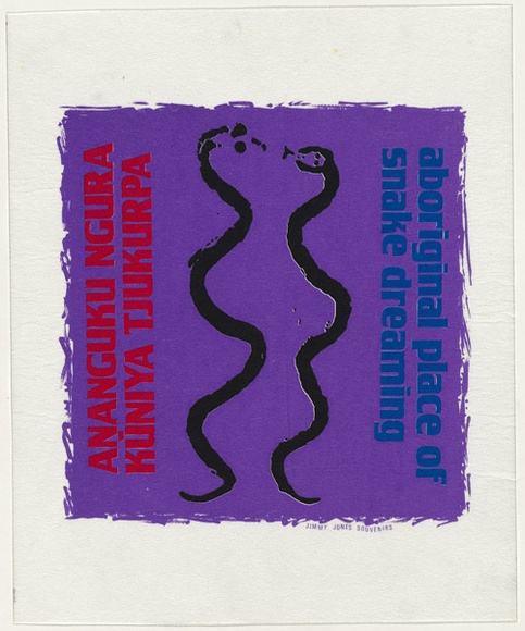 Artist: b'WORSTEAD, Paul' | Title: b'Aboriginal place of snake dreaming - ANANGUKU NGURA KUNIYA TJUKURPA' | Date: 1983 | Technique: b'screenprint, printed in colour, from four stencils' | Copyright: b'This work appears on screen courtesy of the artist'