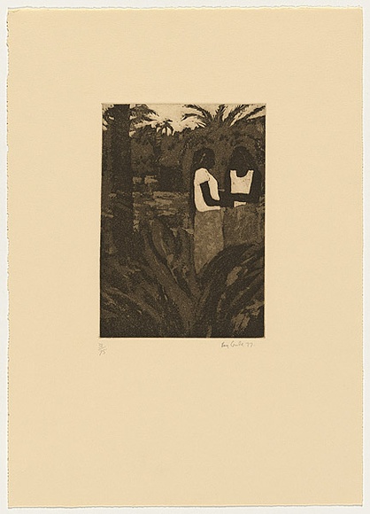 Artist: b'Crooke, Ray.' | Title: b'Two native girls.' | Date: 1976 | Technique: b'etching and aquatint, printed in black ink, from one plate'