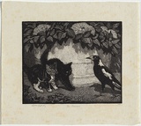 Artist: b'LINDSAY, Lionel' | Title: b'The demon.' | Date: 1925 | Technique: b'wood-engraving, printed in black ink, from one block' | Copyright: b'Courtesy of the National Library of Australia'