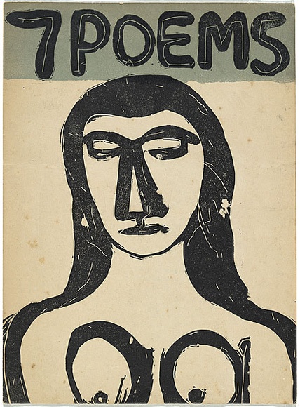 Artist: b'McCahon, Colin.' | Title: b'7 poems' | Date: 7 June 1952 | Technique: b'linocut, printed in colour, from two blocks (black and grey)'