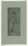 Artist: b'WILLIAMS, Fred' | Title: b'The bath' | Date: 1955-56 | Technique: b'etching, aquatint, rough biting, printed in black ink, from one zinc plate' | Copyright: b'\xc2\xa9 Fred Williams Estate'