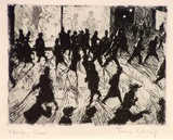 Artist: Scharf, Theo. | Title: Closing time | Date: c.1922 | Technique: etching, printed in black ink, from one plate | Copyright: © The Estate of Theo Scharf.