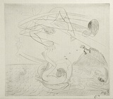 Artist: b'BOYD, Arthur' | Title: b'Bert Hinkler and Polyphemus.' | Date: (1968-69) | Technique: b'drypoint, printed in black ink, from one plate' | Copyright: b'Reproduced with permission of Bundanon Trust'