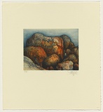 Title: b'Elephant Cove, Denmark, Western Australia' | Date: 1989 | Technique: b'etching, printed in blue and orange ink, from one plate'