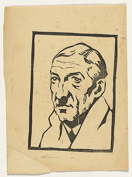 Artist: b'Bell, George..' | Title: b(Man's head). | Technique: b'linocut, printed in black ink, from one block'
