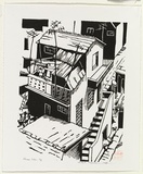 Artist: b'Thorpe, Lesbia.' | Title: b'Chinese urban' | Date: 1989 | Technique: b'linocut, printed in black ink, from one block'