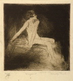 Artist: Paul, Dorothy Ellsmore. | Title: (Seated female nude model) | Date: c.1930 | Technique: etching, drypoint and aquatint, printed in black ink, from one plate