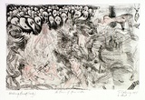 Artist: b'COLEING, Tony' | Title: b'The Passion of James.' | Date: 1985 | Technique: b'etching, printed in black ink, from one plate; hand-coloured'