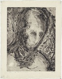 Artist: MADDOCK, Bea | Title: Head of a saint | Date: May 1961 | Technique: etching, aquatint and burnishing, printed in black ink, from one zinc plate