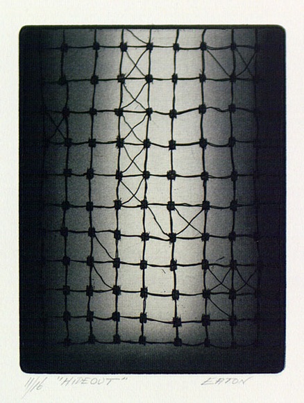 Artist: b'Eaton, Janenne.' | Title: b'Hideout.' | Date: 1988 | Technique: b'etching and aquatint, printed in black ink, from one plate'