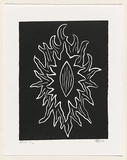 Artist: Green, Jillian. | Title: not titled [linear abstract oblong] | Date: 1999, November | Technique: linocut, printed in black ink, from one block