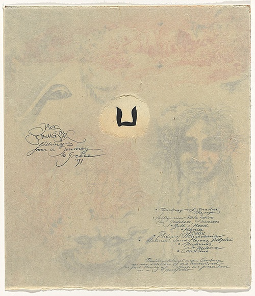 Title: b'Colophon' | Date: 1991 | Technique: b'etching, printed in blue ink, from one plate; pencil additions'