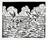 Artist: b'Shepherd, Elise.' | Title: b'Tidal flats' | Date: 1985 | Technique: b'linocut, printed in black/green ink, from one block'