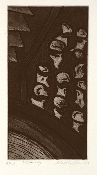 Artist: b'STAFFIERI, Mara' | Title: b'Waiting' | Date: 1993 | Technique: b'etching and aquatint, printed in black ink, from one plate'
