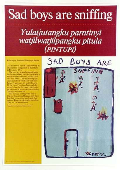 Artist: b'Brown, Vanessa Nampijinpa.' | Title: b'Sad boys are sniffing' | Technique: b'offset lithograph'