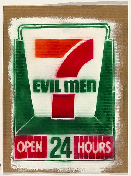 Artist: b'MARCSTA,' | Title: b'7 Evil men.' | Date: 2001 | Technique: b'stencil, printed in colour, from multiple stencils'