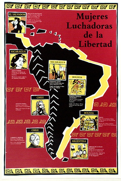 Artist: bTHE MULTICULTURAL WOMEN'S POSTER PROJECT | Title: b'Mujeres luchadoras de la libertad' | Date: 1988 | Technique: b'screenprint, printed in colour, from multiple stencils'