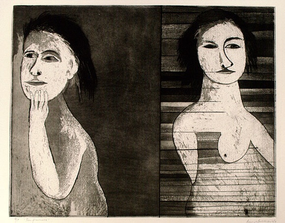 Artist: b'BALDESSIN, George' | Title: b'Performers.' | Date: 1974 | Technique: b'etching and aquatint, printed in black ink, from one plate'