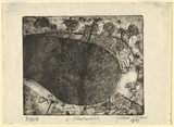 Artist: b'Olsen, John.' | Title: b'Lake Hindmarsh' | Date: 1968 | Technique: b'etching, aquatint and drypoint, printed in black ink, from one plate' | Copyright: b'\xc2\xa9 John Olsen. Licensed by VISCOPY, Australia'