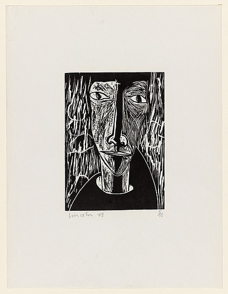 Title: b'Head 3' | Date: 1973 | Technique: b'woodcut, printed in black ink, from one masonite block'