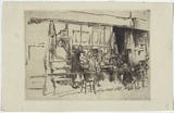 Artist: Menpes, Mortimer. | Title: not titled [Sidewalk picture sellers]. | Date: c.1900 | Technique: etching, printed in black ink, from one plate