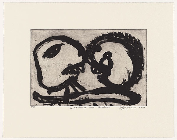 Artist: b'Harris, Jeffrey.' | Title: b'Impatience and boredom' | Date: 2000 | Technique: b'liftground etching and aquatint, printed in black ink, from one plate'