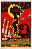 Artist: b'Clutterbuck, Bob.' | Title: b'Stop the merchants of nuclear death.' | Date: 1982 | Technique: b'screenprint, printed in colour, from multiple stencils'