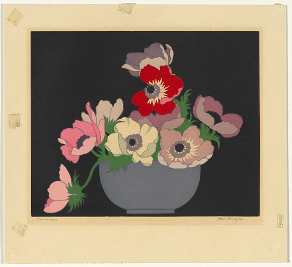 Artist: b'Thorpe, Hall.' | Title: b'Anemones' | Date: 1922 | Technique: b'woodcut, printed in colour, from multiple blocks'