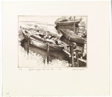 Artist: b'PLATT, Austin' | Title: b'Refitting yacht, Careening Cove' | Date: 1978 | Technique: b'etching, printed in black ink, from one plate'