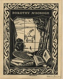 Artist: b'FEINT, Adrian' | Title: b'Bookplate: Dorothy McDonogh.' | Date: (1933) | Technique: b'line-engraving, printed in black ink, from one process block' | Copyright: b'Courtesy the Estate of Adrian Feint'