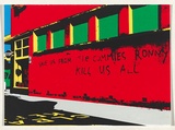 Artist: Robertson, Toni. | Title: Postcard: Save us from the commies Ronny, kill us all | Technique: screenprint, printed in colour, from multiple stencils | Copyright: © Toni Robertson
