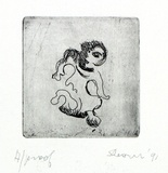 Artist: b'SHEARER, Mitzi' | Title: b'not titled' | Date: 1991 | Technique: b'etching, printed in black ink with plate-tone, from one plate'