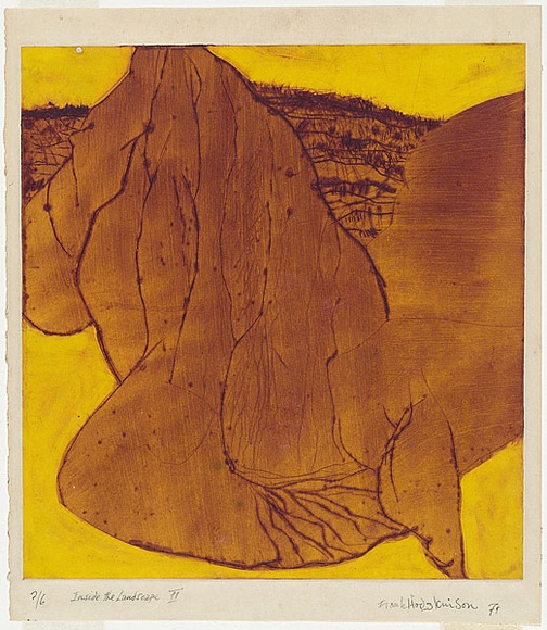 Artist: b'Hodgkinson, Frank.' | Title: b'Inside the landscape II' | Date: 1971 | Technique: b'drypoint, printed in colour, from one aluminium plate by the oil viscosity techinque'