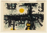 Artist: b'Salkauskas, Henry.' | Title: b'Behind is always the Sun' | Date: 1962 | Technique: b'linocut, printed in colour, from three blocks' | Copyright: b'\xc2\xa9 Eva Kubbos'